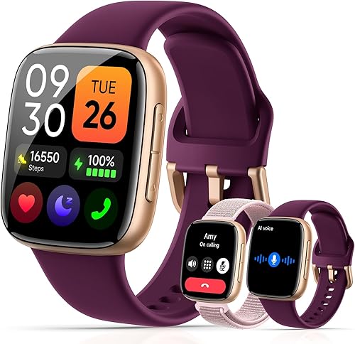 Miniatura 10 de Smart Watches for Women Men with 2 Bands, 1.85-inch AMOLED HD Display (390x450), 12-Day Battery Life, 3ATM Waterproof (30m), Call, Health