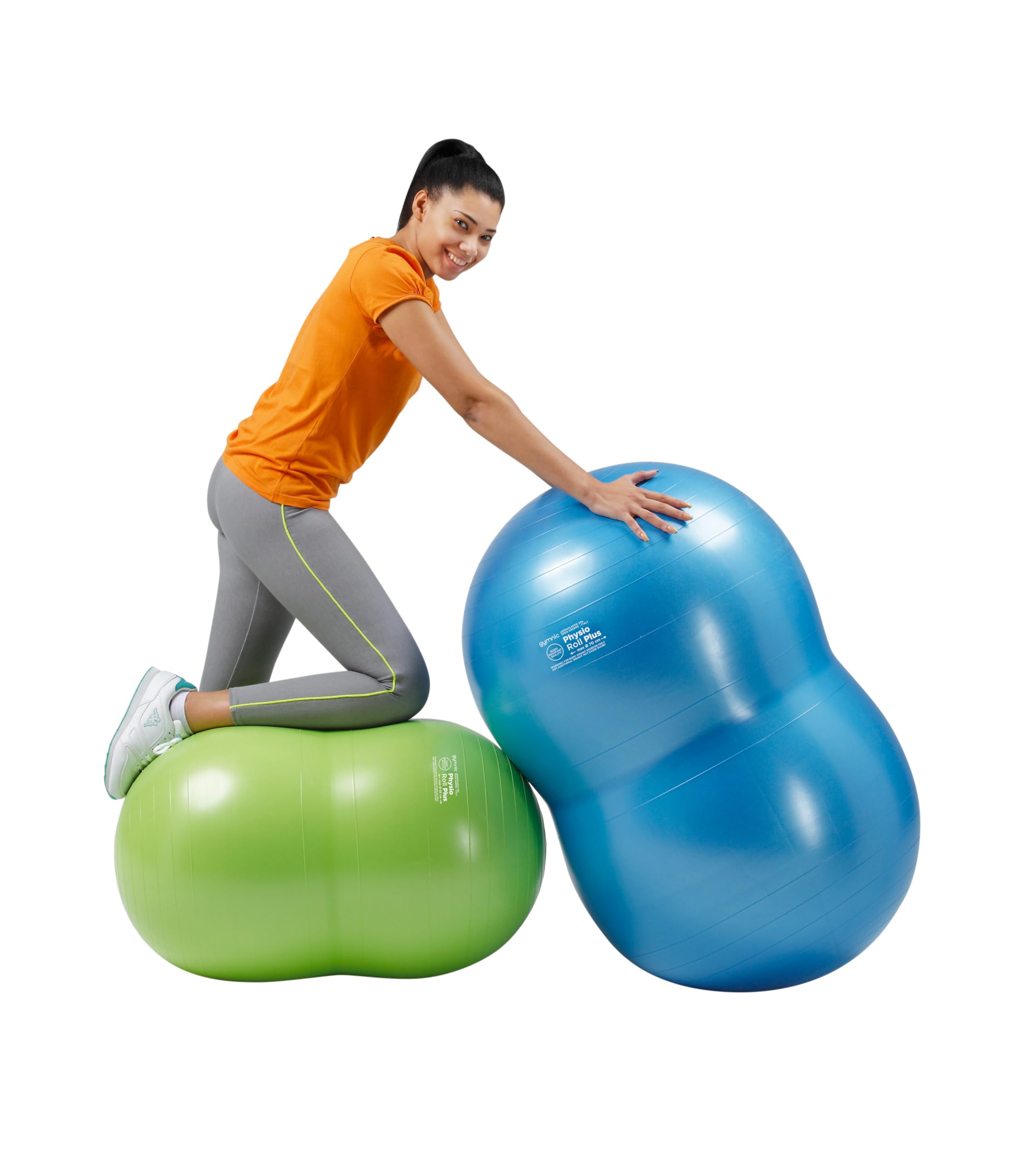 Gymnic Physio Roll Plus, Pelota Doble para Fisioterapia, con Sistema antiexplosión y Sistema BRQ, Ideal para Ejercicios de Equilibrio, coordinación y rehabilitación motora