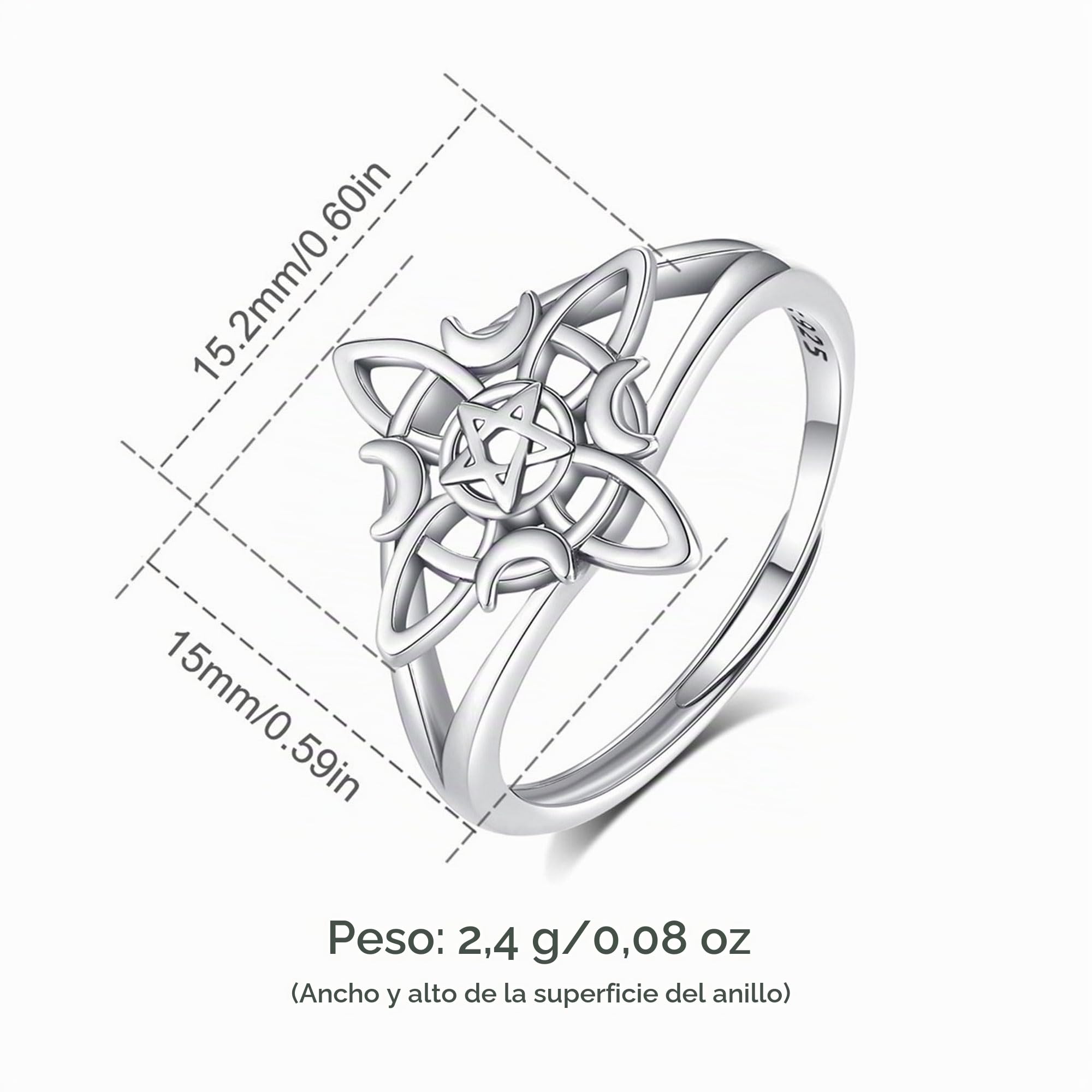 CELESTIA Nudo de Bruja/Dragon/Serpiente/León Anillos Mujer Ajustables Anillo Plata de ley 925 Unico Goticos Vintage Joyería Regalos Mujer Mama Amiga Cumpleaños