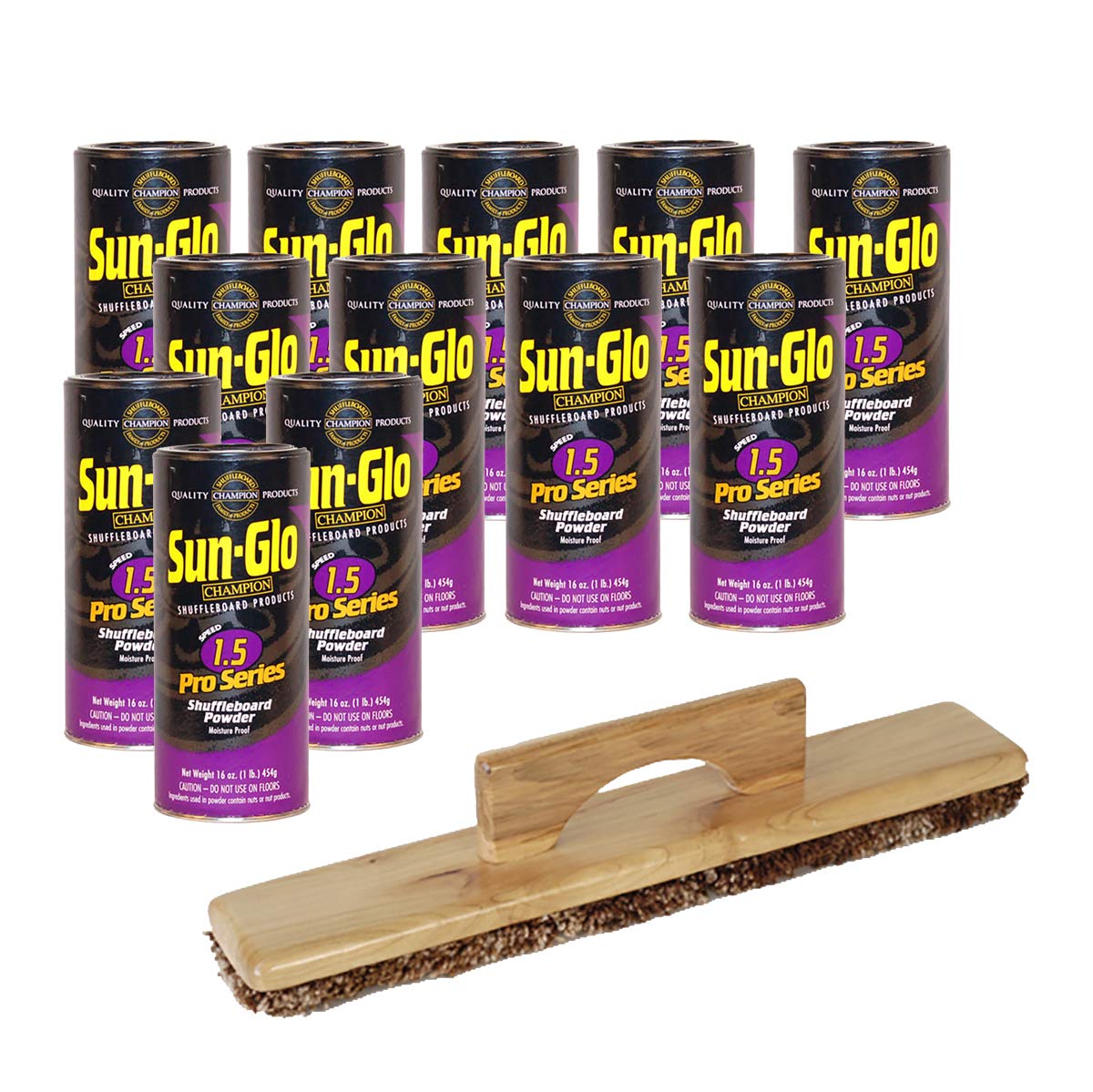 Sun-Glo 12 Cans #1.5 Pro-Series Wax & 1 Shuffleboard Sweep