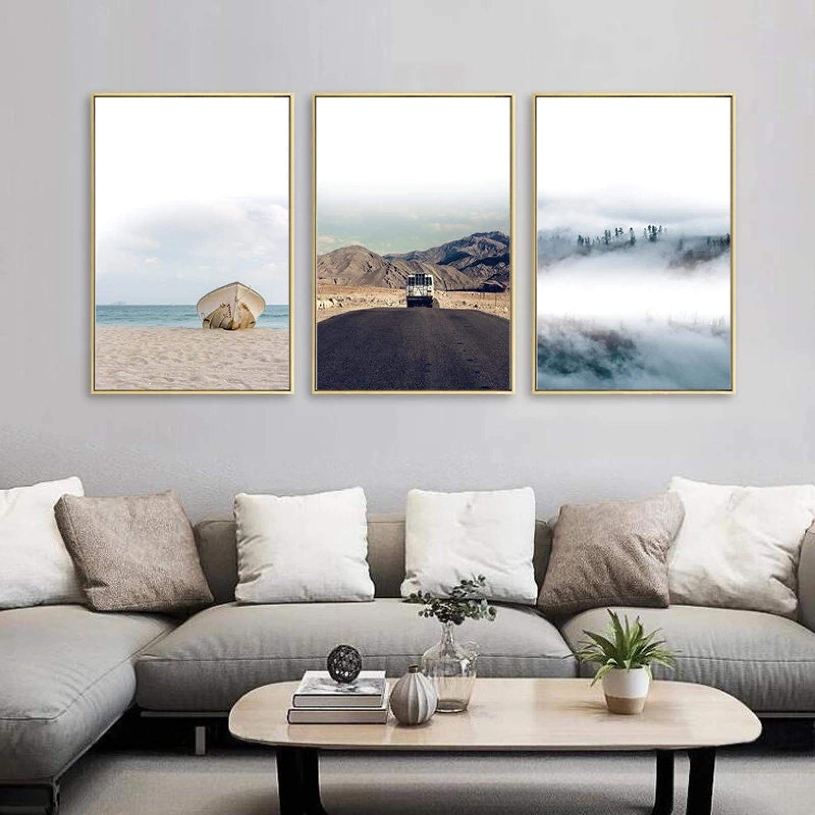 Cuadro de paisaje natural de niebla y océano para dar vida a paredes vacías 8