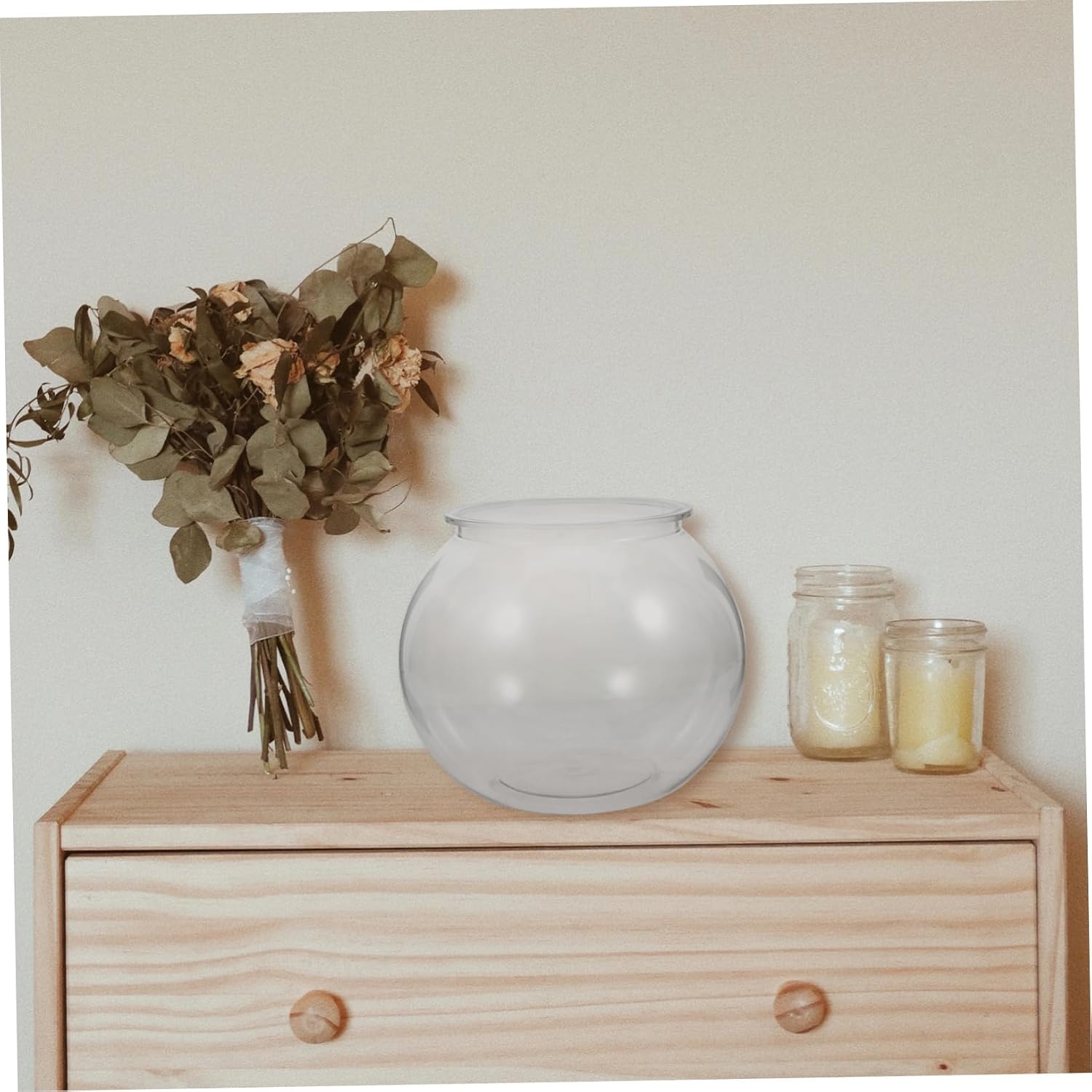 Globe Fish Tank Plastic Bowl for Small Fish Decorative Aquarium for Home and Office Micro Landscape Container