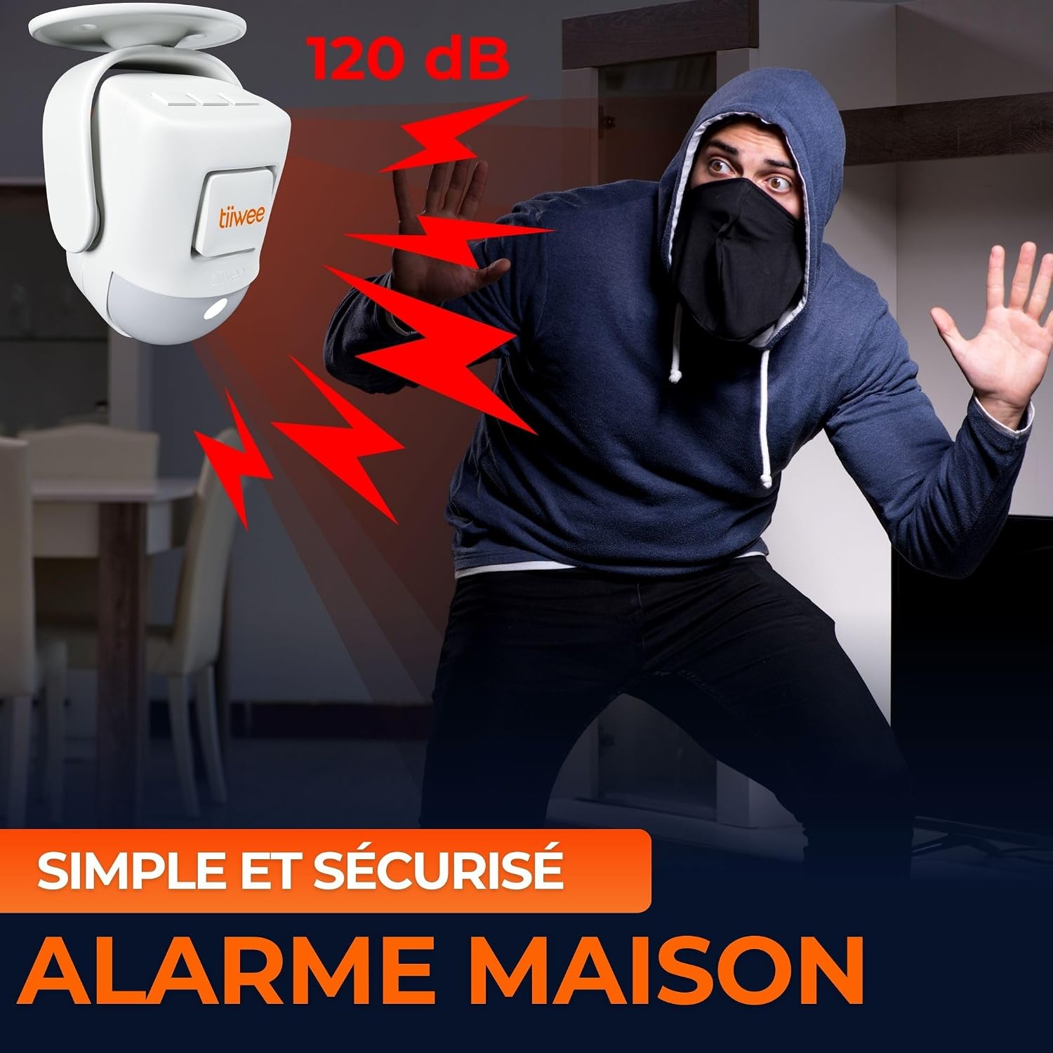 tiiwee X4 Motion Detector alarming a burglar