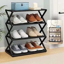 Sapateira Organizador de Calçados 4 Andares – Compacta, Vertical, Fácil de Montar, Ideal para Tênis, Sapatos e Chinelos – Para Quarto, Entrada ou Lavanderia – Design Prático e Moderno