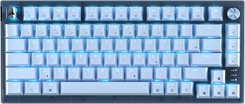 Corsair K65 Plus Wireless 75% RGB Hot-Swappable Mechanical Gaming Keyboard for Mac and iPad Pre-Lubricated MLX Red v2 Linear Switches, Sound Dampening QWERTY NA Layout Glacier Blue