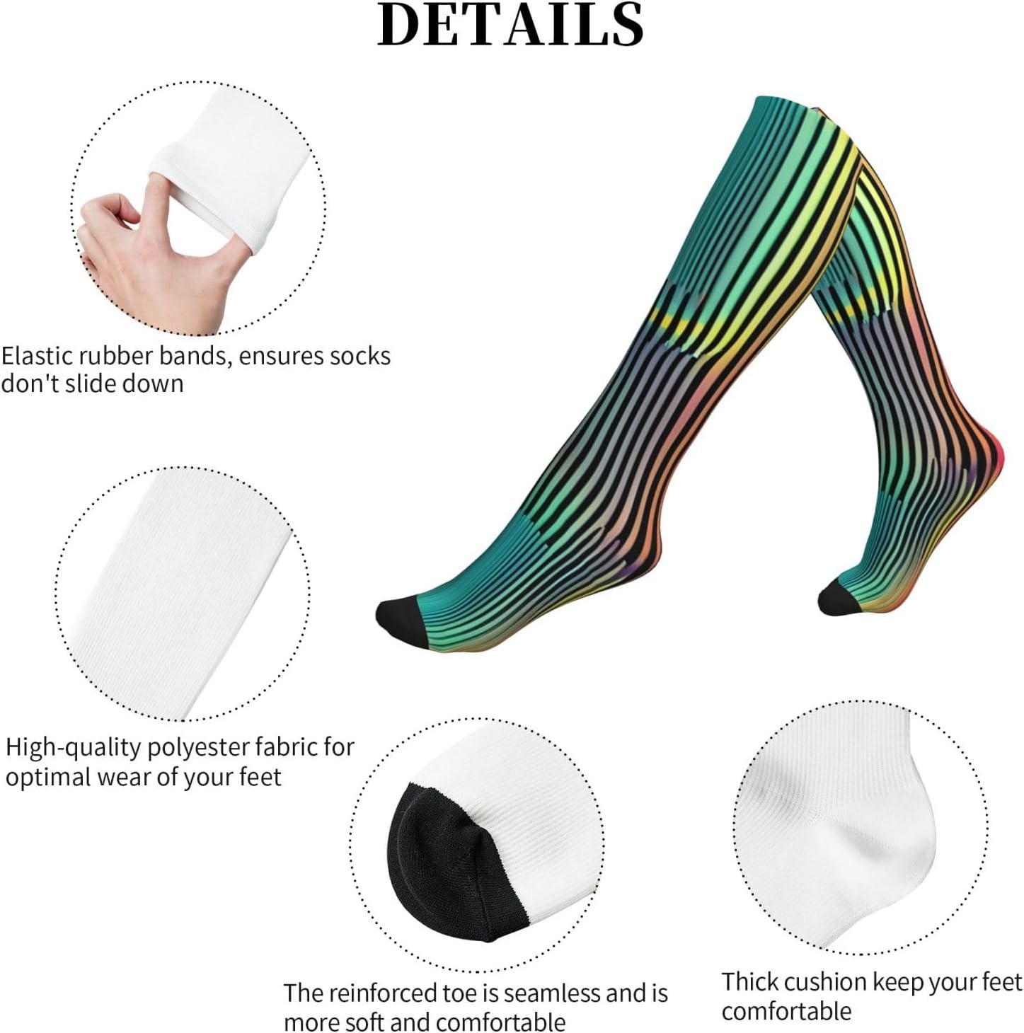Striped Designs Print Compression Running Socks For Men And Women Athletic Socks For Everyday Use Socks