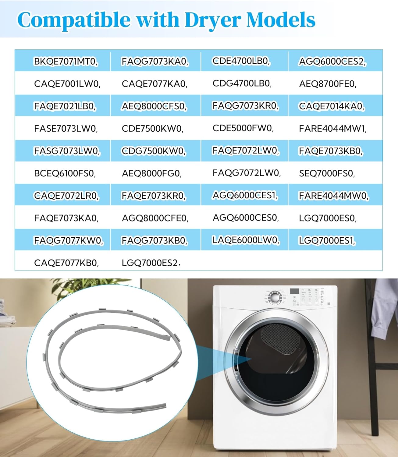 Dryer Door Seal Part#137553402 Fits For Some Frigidaire Electrolux Crosley Dryer Models,Replaces 134720900,134720902,3015876,AP5736220,PS8689127,EAP8689127 Dryer Door Gasket