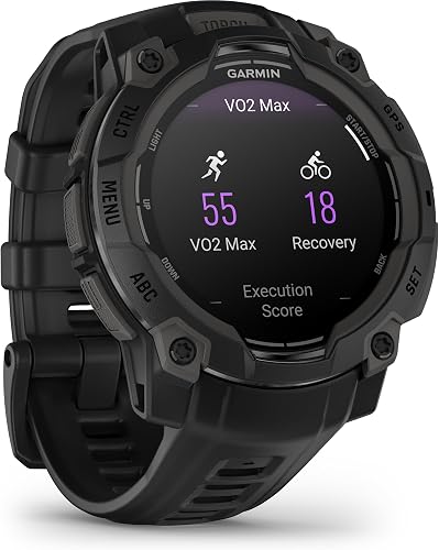 Garmin Instinct 3, AMOLED - Montre GPS connectée et robuste avec un écran AMOLED - Noire avec bracelet noir - Boîtier 45 mm - 4