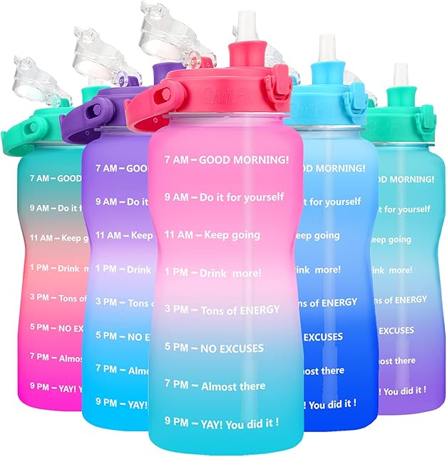 BuildLife 2 Litre Motivational Water Bottle - With Time Marker Wide Mouth Leak Proof Reusable BPA Free Water Jug for Fitness Gym Camping Outdoor Sports