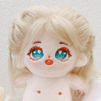 Stuffed Doll Unfinished Plushies Colorful Hair Cute Big Eyes Anime Girl 10cm Naked Cotton No Attribute Plush Figure Toy Kids Girls Pretend Play Beige