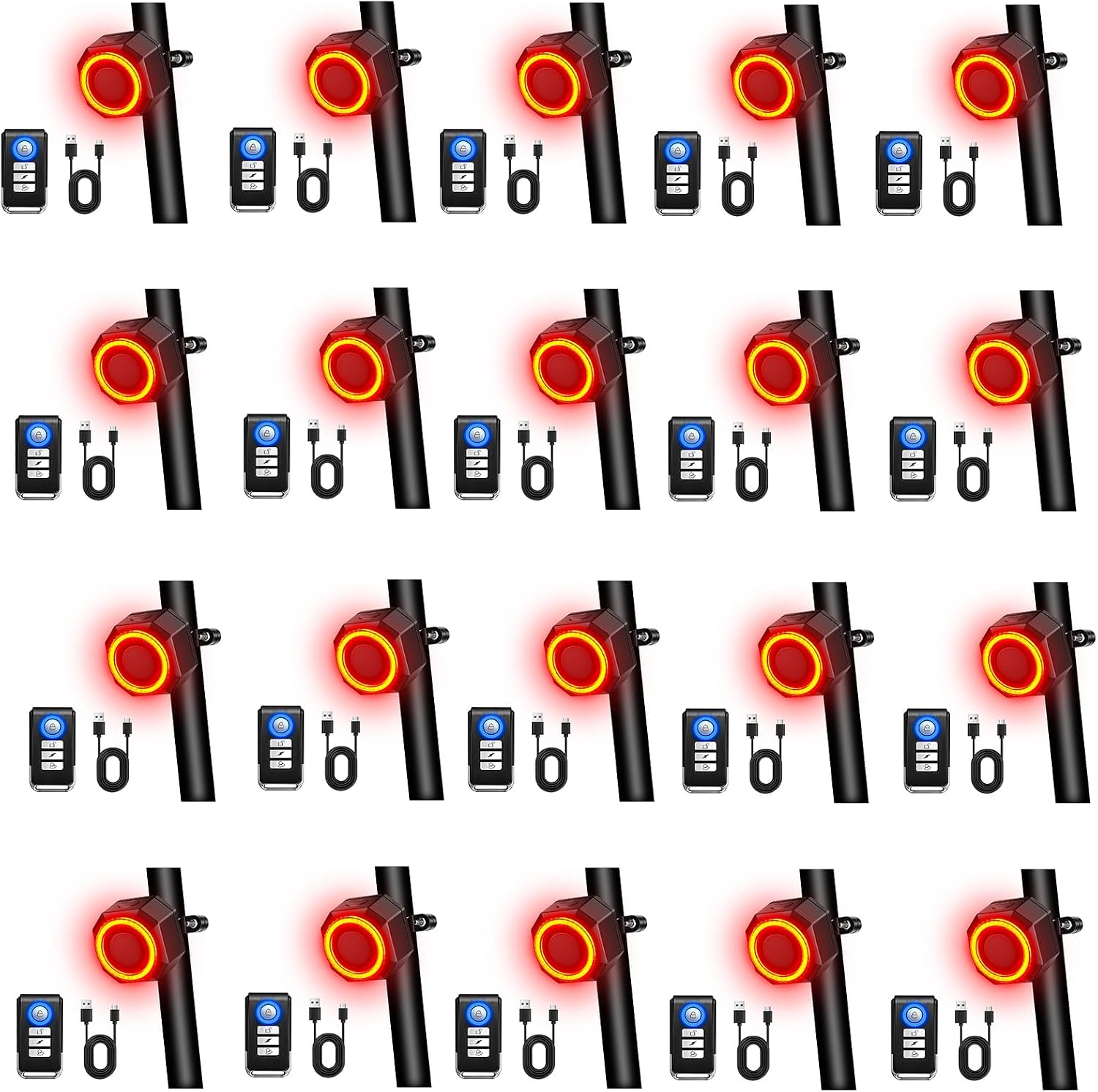 USUPERINK Bike Tail Light, Smart Brake Sensing Bicycle Rear Lights with Alarm,160 Lumens COB Super Bright 270 Degree Visibility, USB Rechargeable Bike Brake Light, IP65 Waterproof, 20Pcs