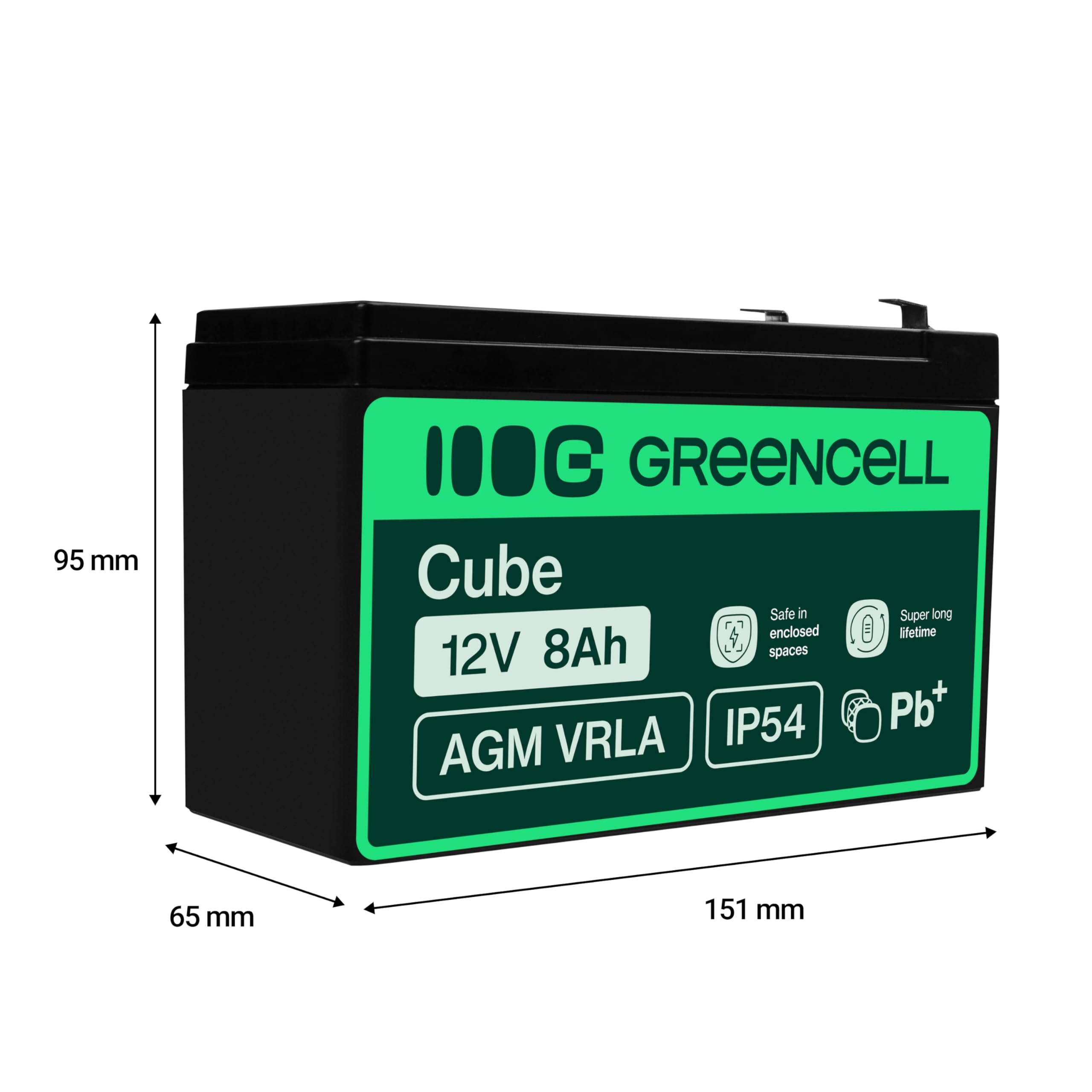 GreenCell® Batteria al piombo AGM 12V 8Ah Accumulatore Ricaricabile Sigillata VRLA Senza manutenzione Batterie di ricambio ermetica | giocattoli per bambini | Installazioni di allarme | UPS/USV