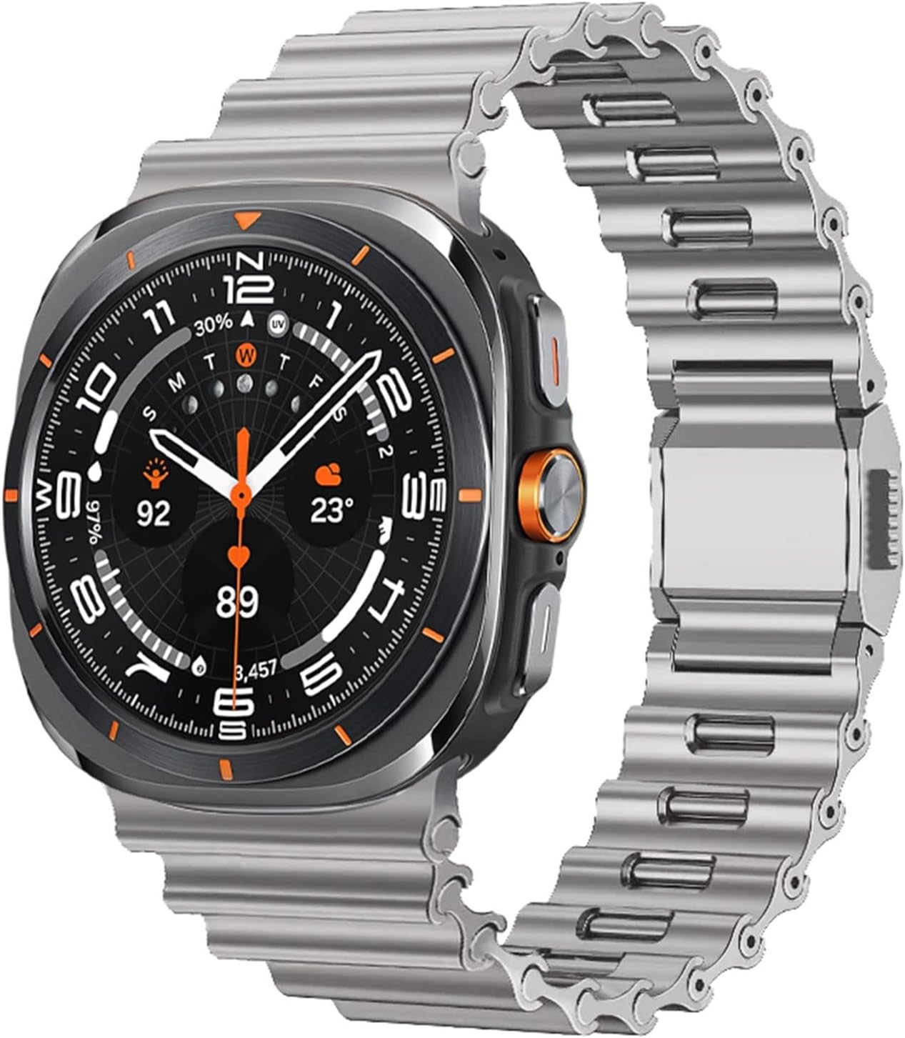 case Compatible with Samsung Galaxy Ultra 2025 (Color : Titanium) No Gap Band metal band strap Magnetic Link Bracelet