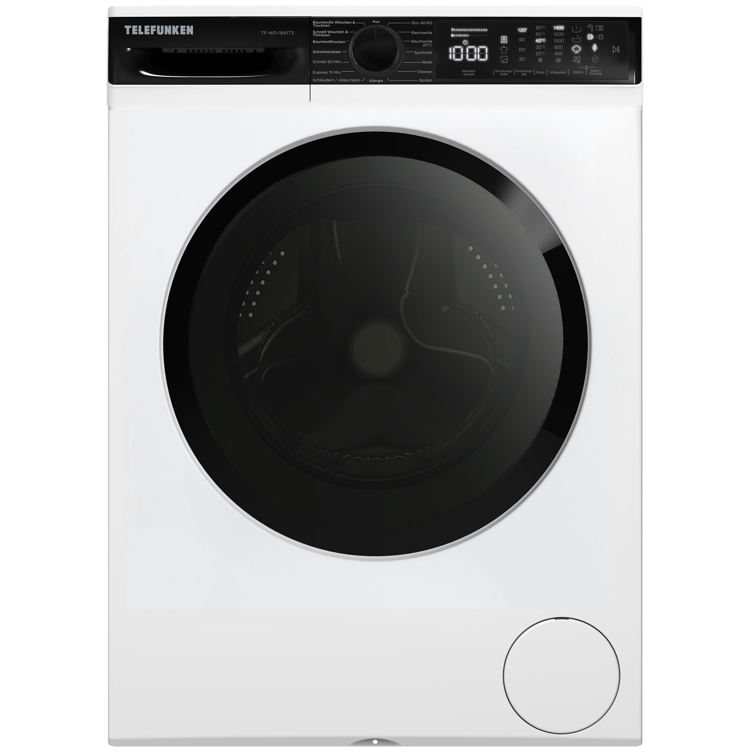 Telefunken Waschtrockner 9 kg Waschen 6 kg Trocknen 1400 U/Min Frontlader Inverter Motor AquaStop Dampffunktion Weiß