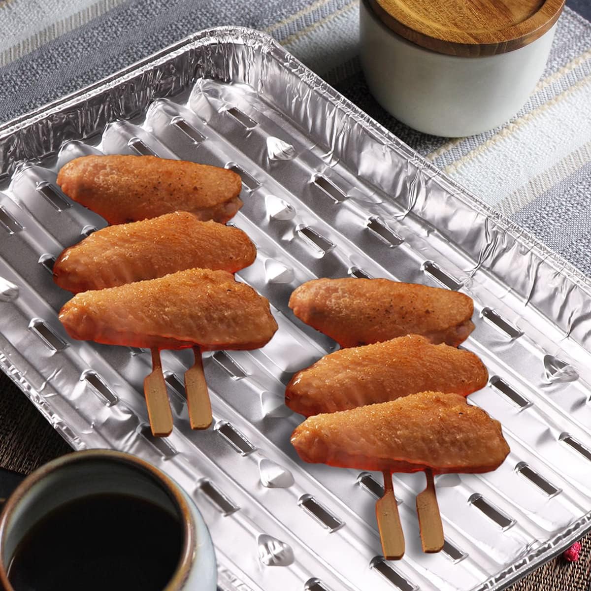 Roponan 30-Pack Disposable Grill Toppers, Aluminum Foil Grill Pans with Holes, Grill Accessories for Barbecue, Outdoor Cooking and Camping : Patio, Lawn & Garden