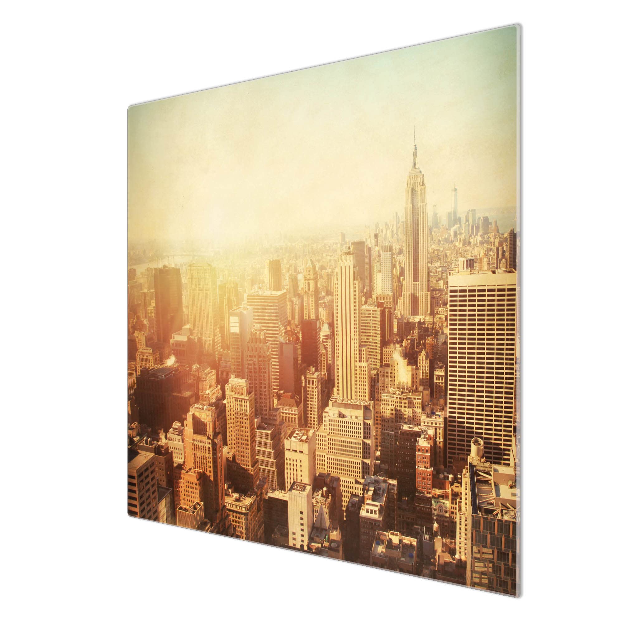 banjado Glas Schneidebrett Herd mit Städte und Architektur Stil, Herdabdeckplatte 60x52 cm einteilig, Kochfeldabdeckung für Ceranfeld, Spritzschutz und Arbeitsfläche, mit Motiv Manhattan 2