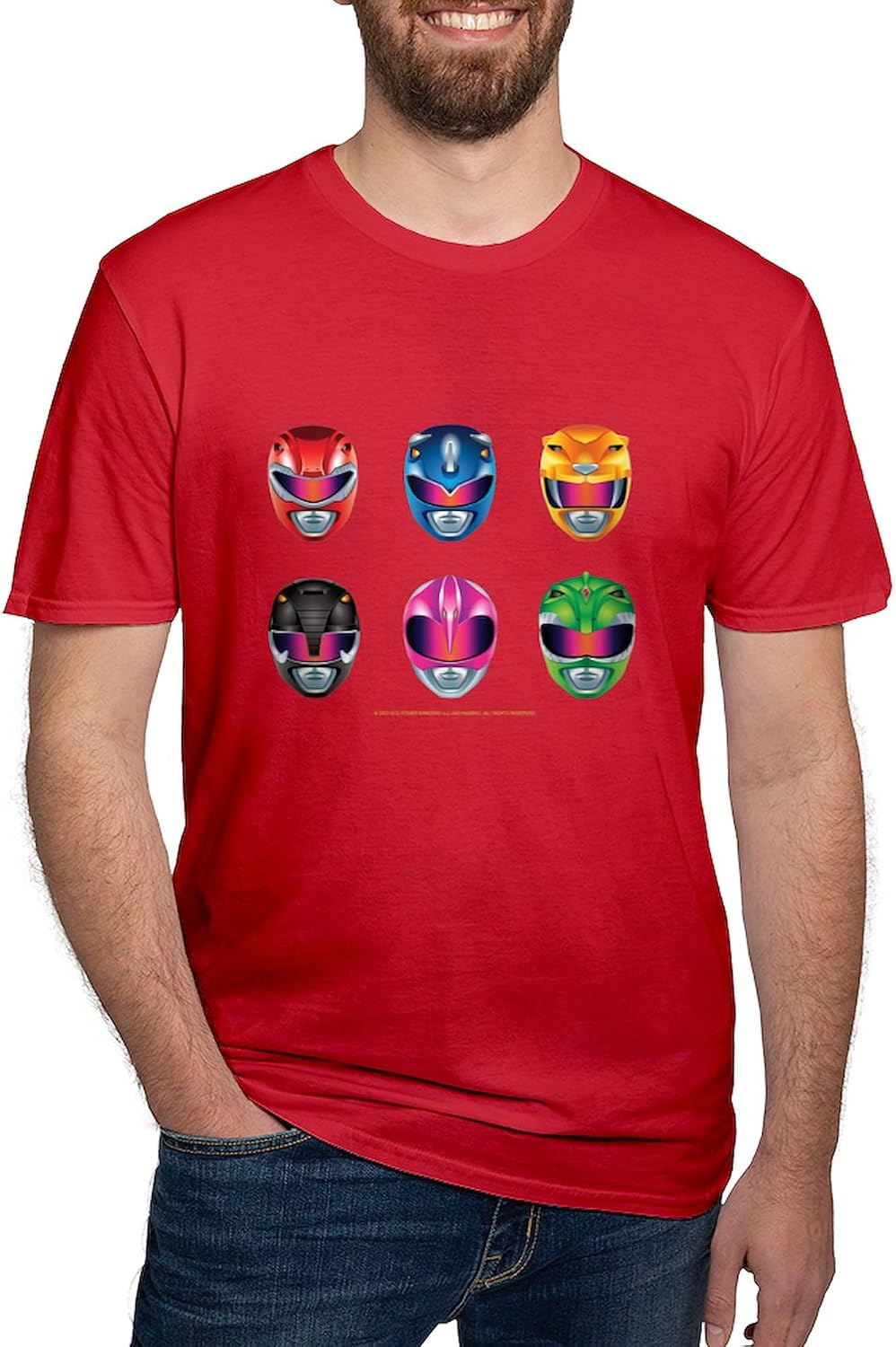 CafePress Power Rangers Helmet Icons T Shirt Men's Fitted Graphic T-Shirt