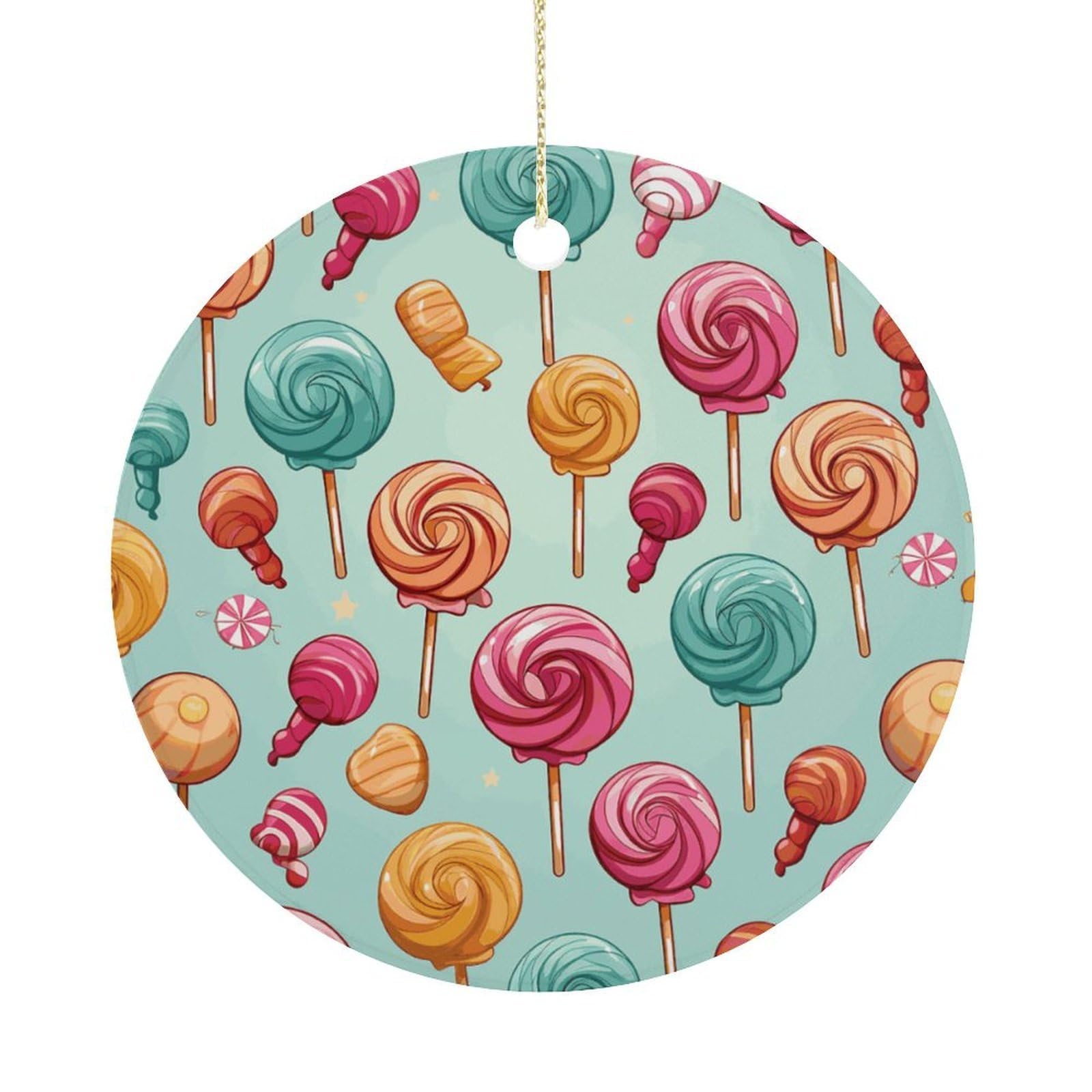 Candy Christmas Ornaments Colorful Round Ceramic Ornament Christmas Hanging Decor Christmas Tree Decorations Xmas Keepsake for Women Men Xmas Holiday Party
