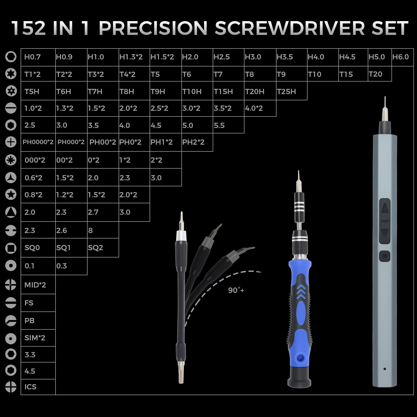 150 in 1 Set Cacciavite Elettrico, Cacciavite Elettrico Professionale | Set Cacciaviti Elettrico Precisione, per Occhiali, Orologi, Telefoni, PC, Elettronica, DIY