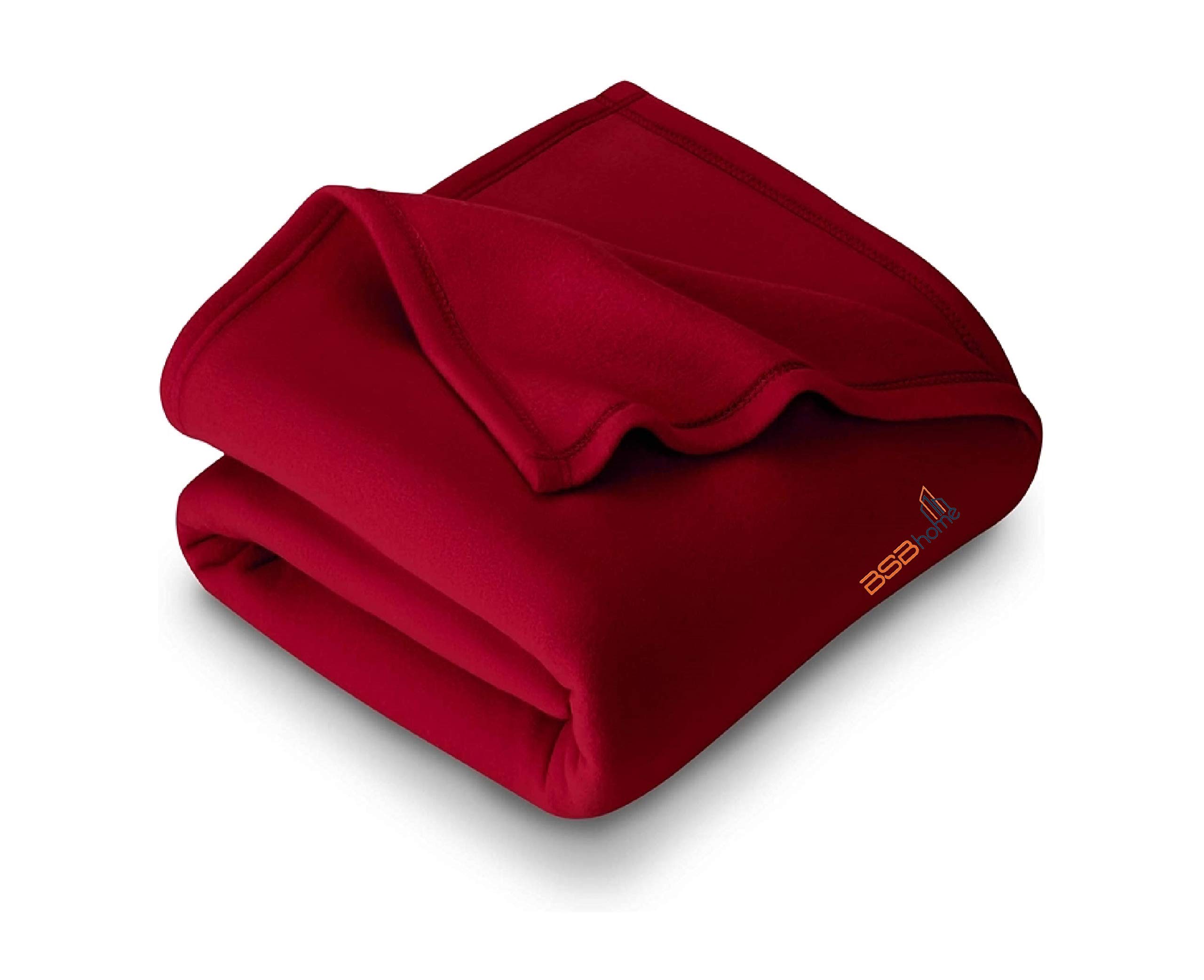 BSB HOME® All Season Solid/Plain Polar Fleece Blanket | for Single Bed 152X228 cm, Red & Maroon-image-17