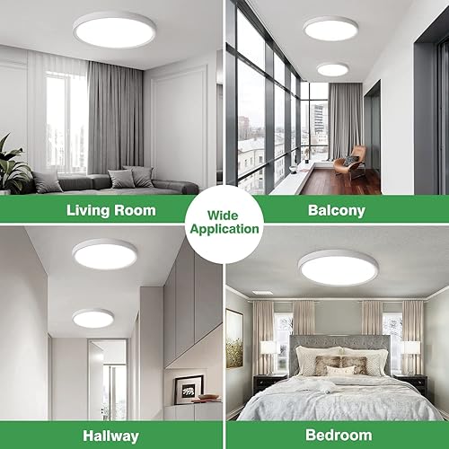 Miniatura 7 de 4PK - Lámpara LED de techo empotrada de 9 pulgadas, 18 W, 1860 LM, 3000 K4000 K6000 K CCT seleccionable, panel plano redondo de bajo perfil, luz de