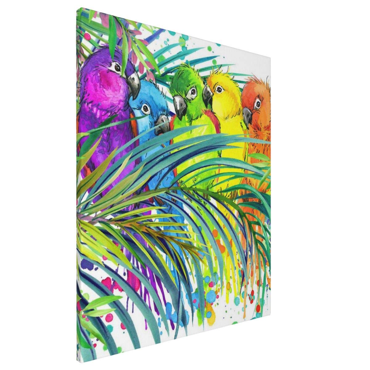 インコ好き必見✨ カラフルインコ 絵画 壁掛