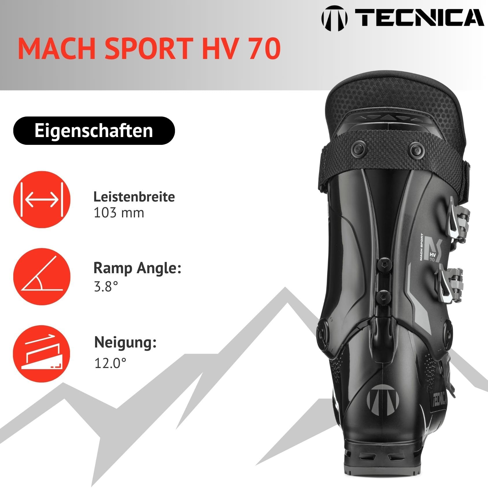 VDP Skischuhe Skistiefel Skiboots - Tecnica Mach Sport HV 70 GW - Flex 70 - Gripwalk - Skischuh Ski Boots für Einsteiger und Fortgeschrittene - All Mountain Alpinskischuhe
