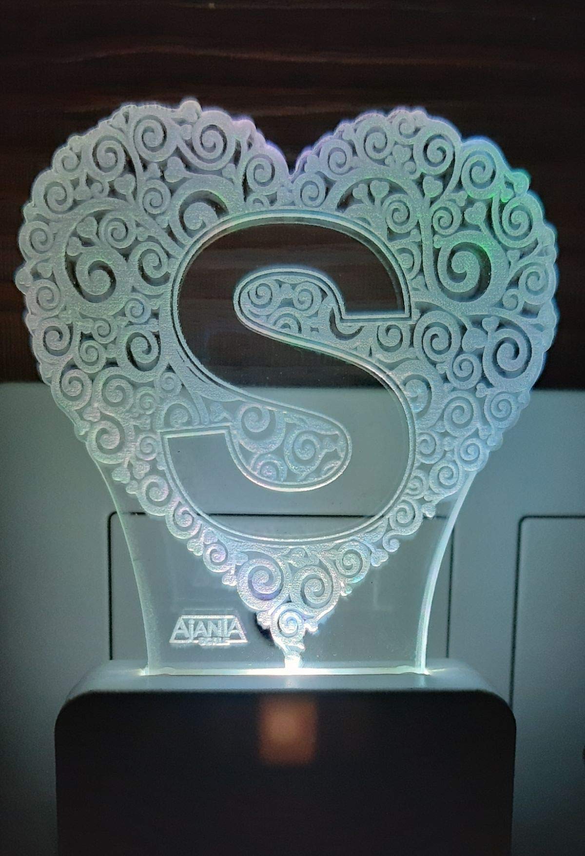 3D LED Alphabet-S Heart Shape Night Lamp (Product no 2170 S, Multicolour)