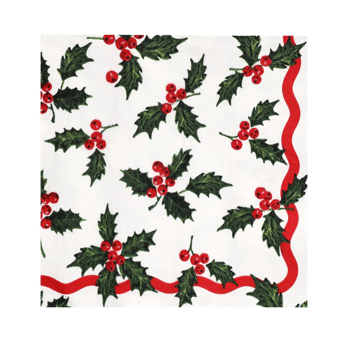 Talking Tables 20 x Recyclable Christmas Paper Napkins, Enchanting Holly White Themed Xmas Disposable Serviettes, Year Around Use, Decoupage, Catering, Patterned Napkin