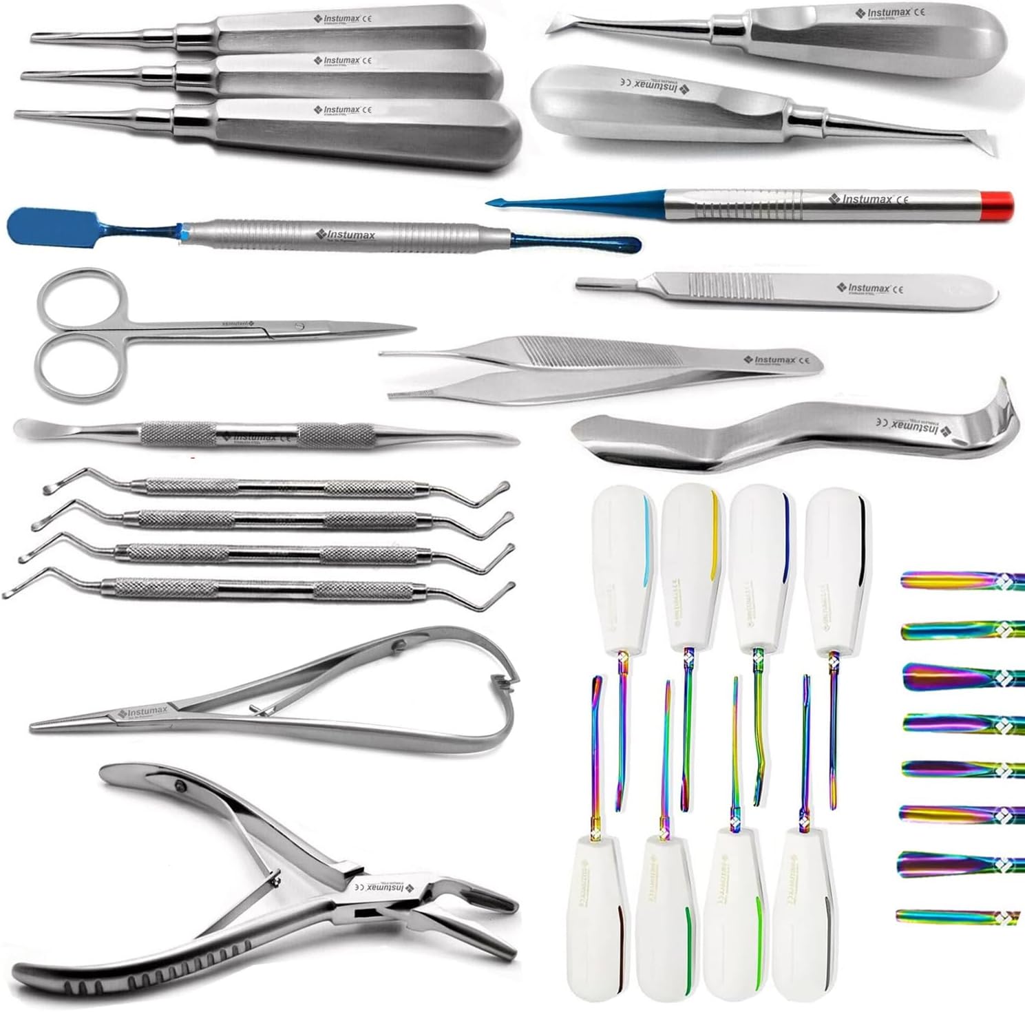 Dental Implant Surgery Kit – 26 Piece Professional Oral Surgery Set with Lucas Curettes, Elevators, Osteotomes, Bone Graft Tools, Needle Holder, Scissors & Retractors