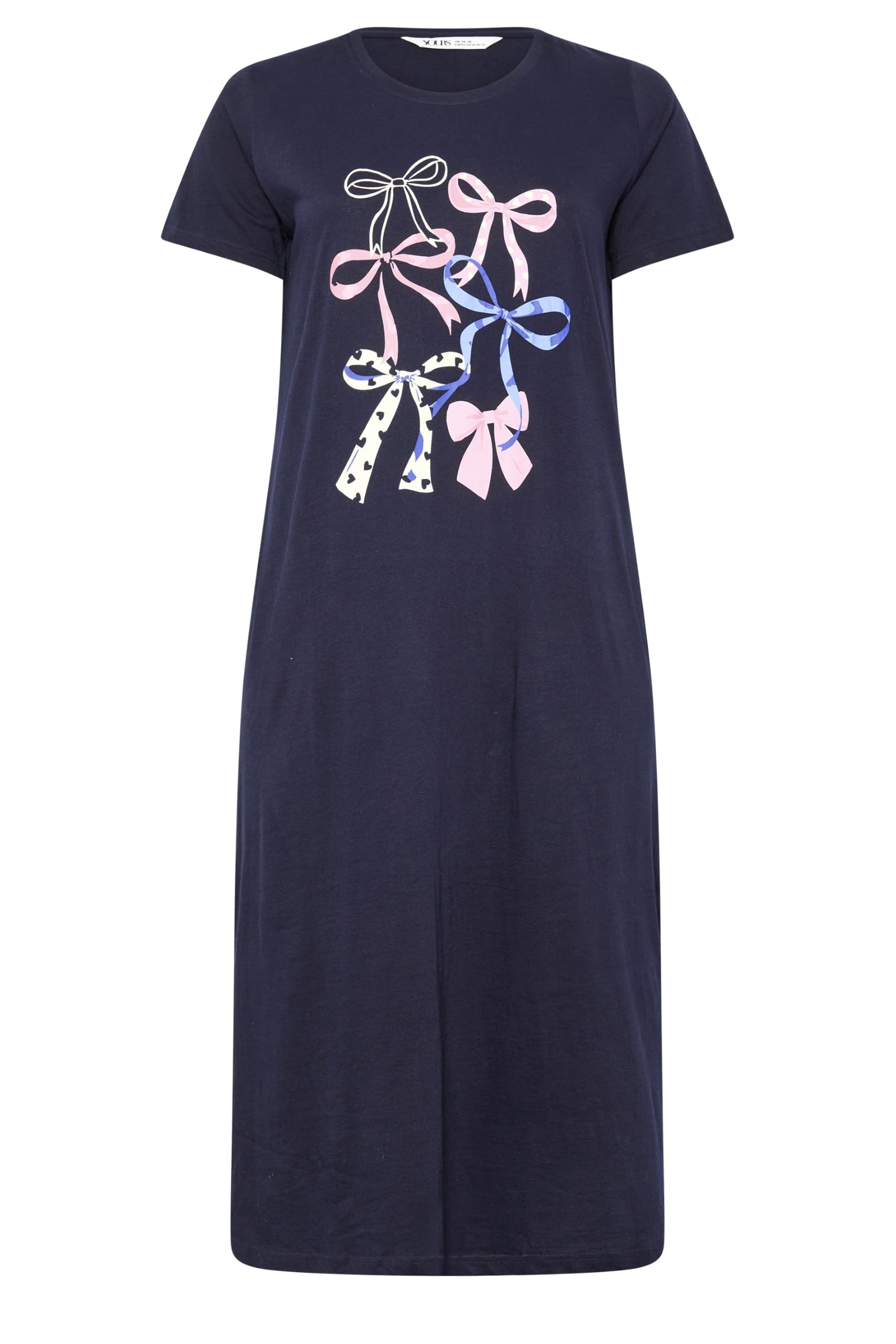 Yours Women's Dark Blue Bow Midaxi Nightdress In | : 30/32