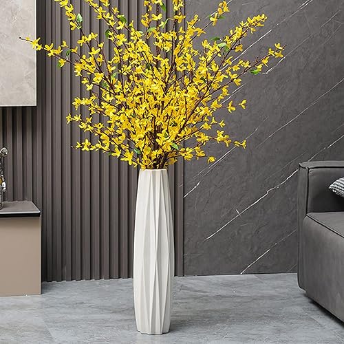 Miniatura 4 de Jarrón de cerámica blanca de 17.7 pulgadas de alto, jarrones grandes para oficina, granja, sala de estar, decoración moderna del hogar, diseño