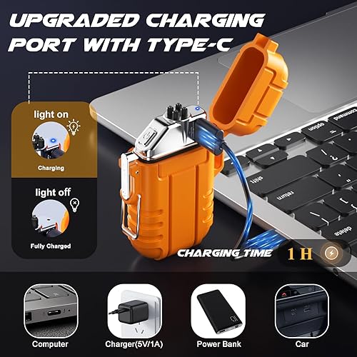 Miniatura 6 de LcFun Paquete de 2 Encendedores Impermeables, Encendedores de Antorcha para Exteriores Resistentes al Viento Recargables de Butano - SIN Butano,