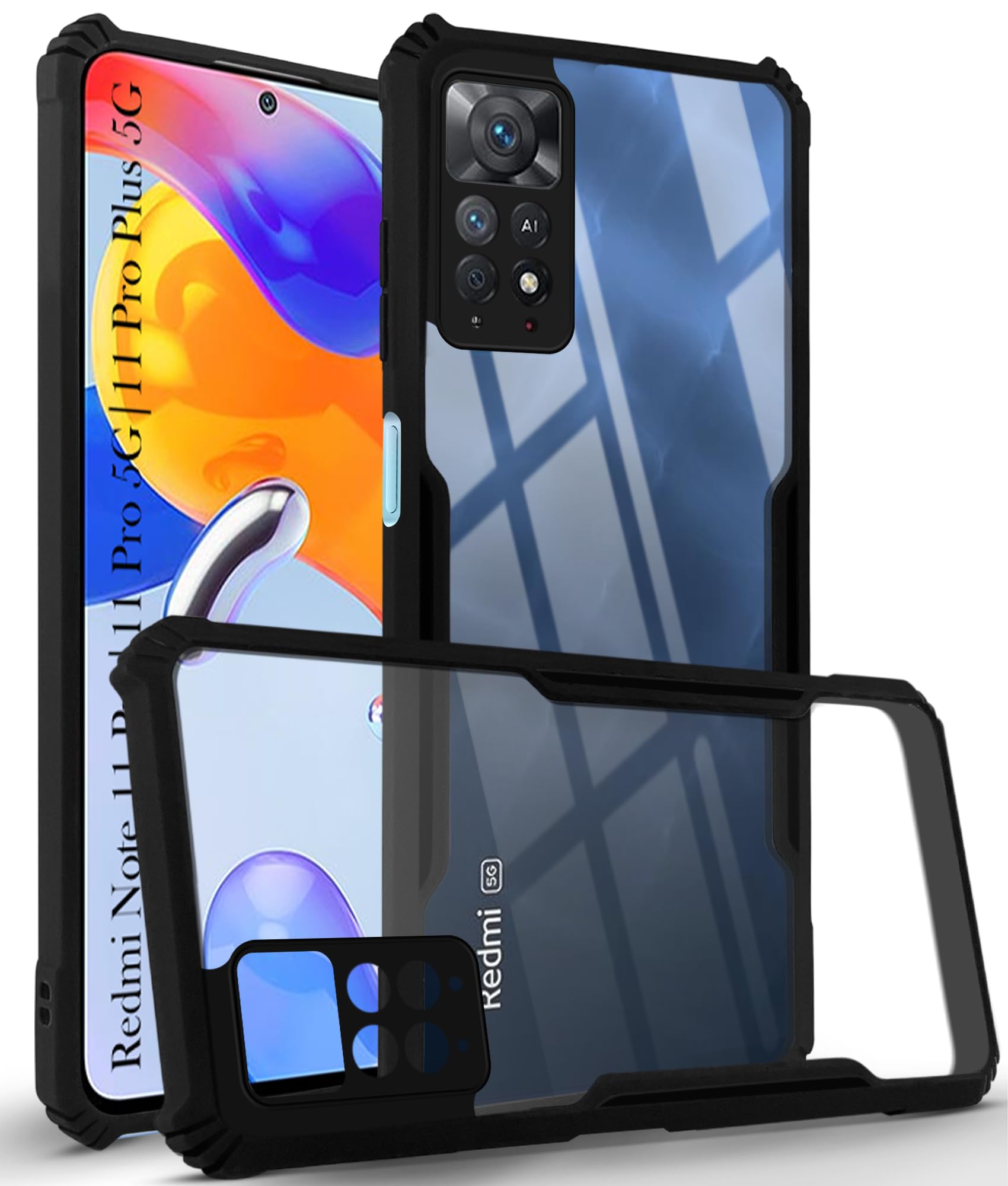 Jkobi Back Cover Case for Xiaomi Redmi Note 11 Pro |11 Pro 5G |11 Pro Plus 5G (Shockproof with Polycarbonate Clear Panel | Professional Black)