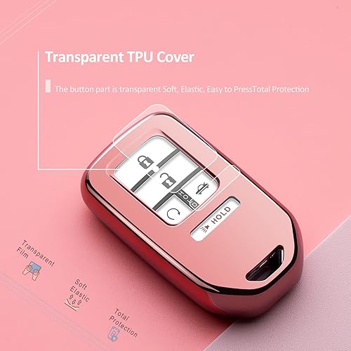Miniatura 3 de ZSPDACC Compatible con Honda - Funda para llavero de automóvil, de poliuretano termoplástico, protector de llavero compatible con Civic Accord Pilot