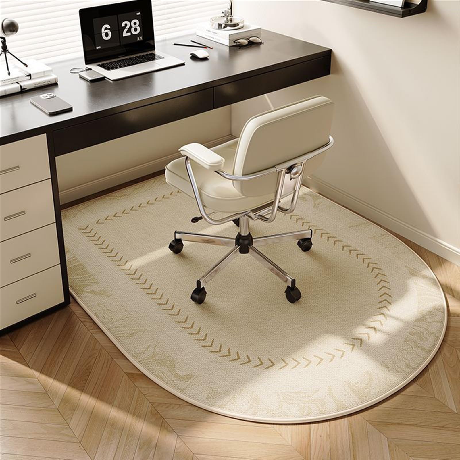 Hardwood Floor Chair Mat - Oval Desk for Office Home 90x120cm Durable Rolling Protector Non-Slip Heavy Duty Ideal