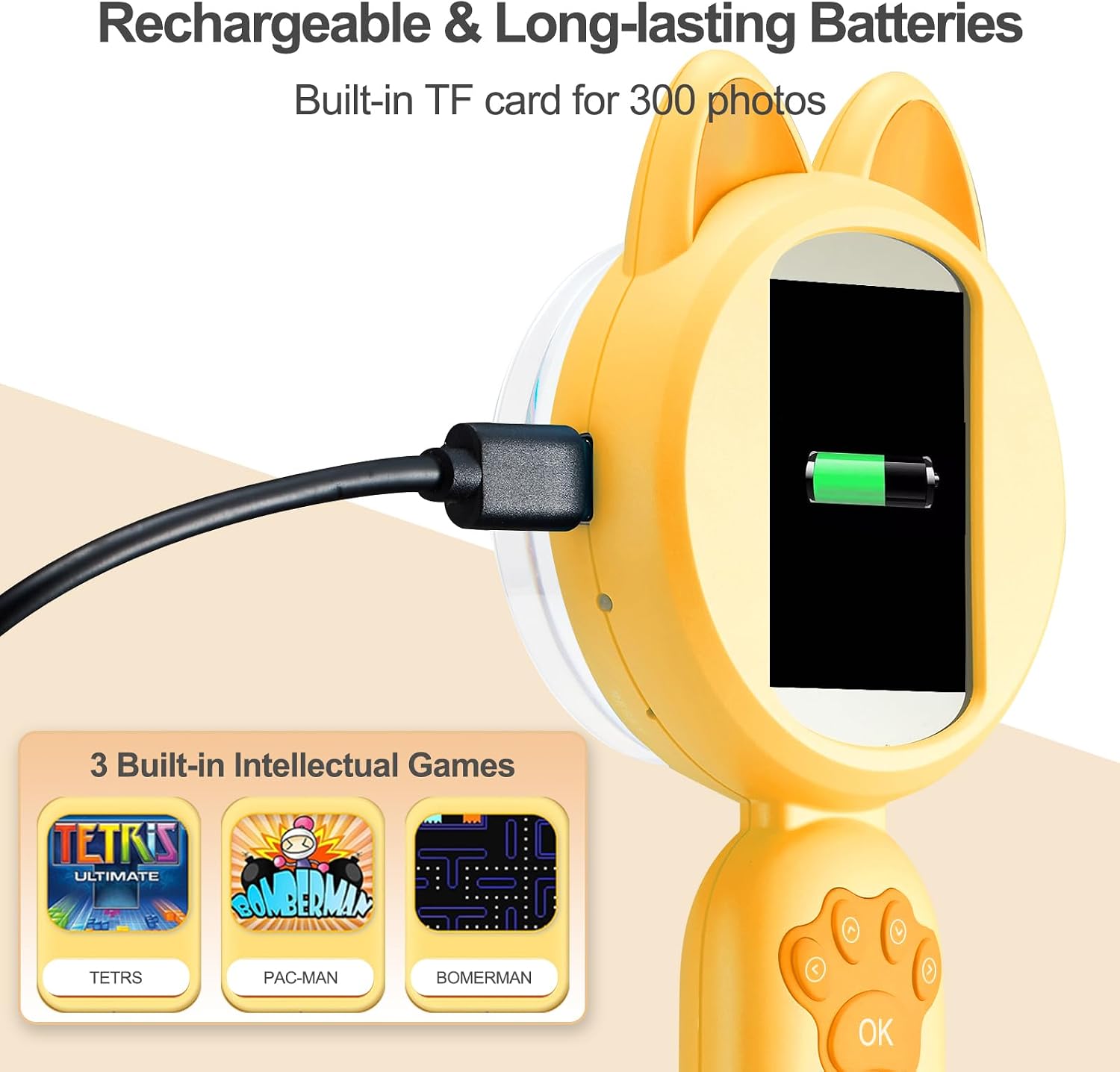 Kids Microscope, 30X Handheld Pocket Microscope for Kids with 2'' Screen& Light, Mini Digital Magnifying Glass for Educational Science and Hobby, Like Trichome& Bug, Store up to 300 Photos-Yellow