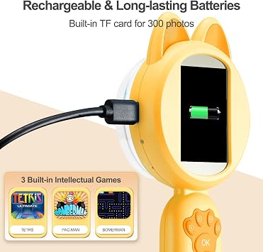 Kids Microscope, 30X Handheld Pocket Microscope for Kids with 2'' Screen& Light, Mini Digital Magnifying Glass for Educational Science and Hobby, Like Trichome& Bug, Store up to 300 Photos-Yellow