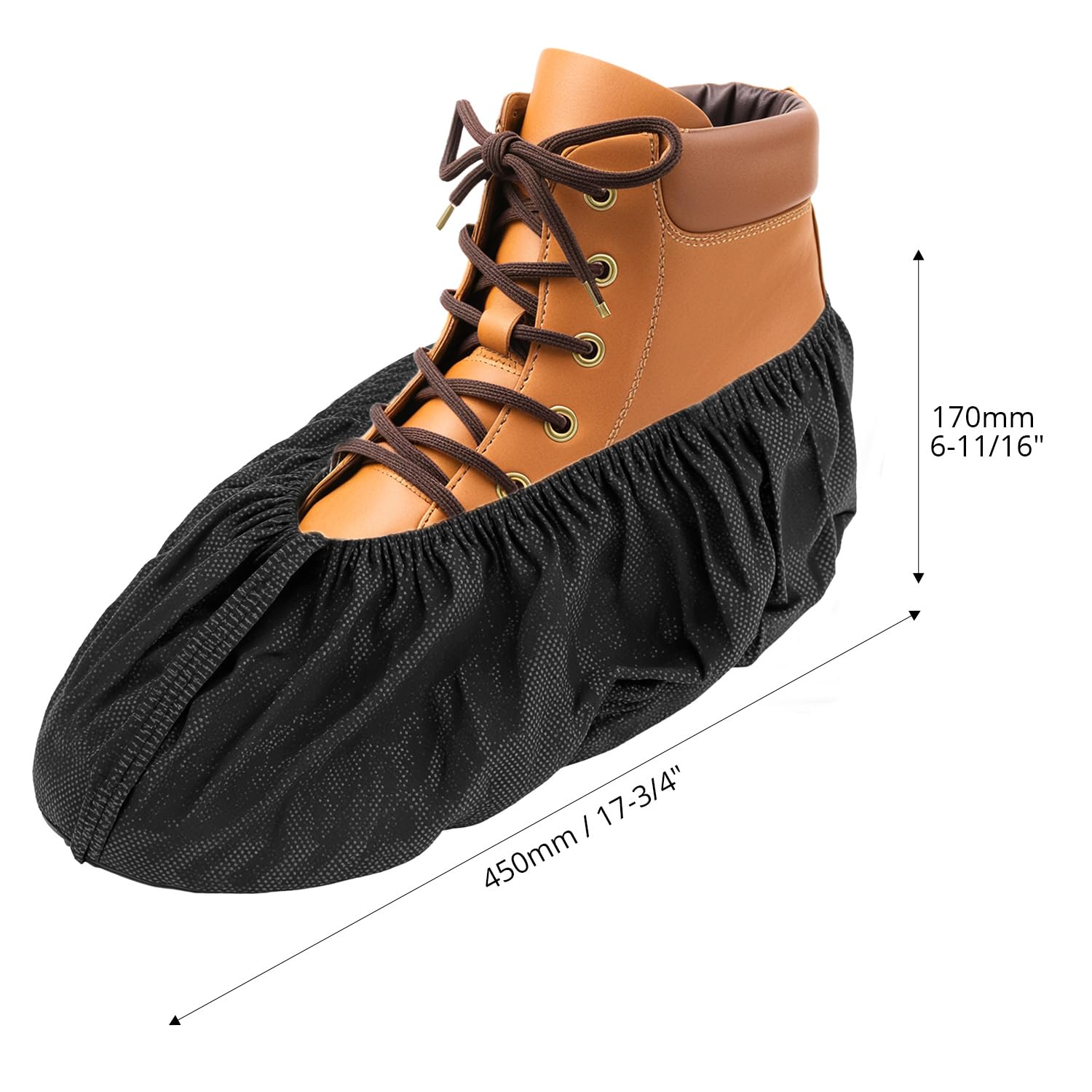 QWORK 100 Pezzi Copriscarpe Monouso Neri XL, Calzari in Tessuto Non Tessuto Suola Antiscivolo