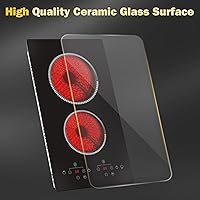 Vista 6 de Estufa eléctrica de 2 quemadores, estufa eléctrica de 12 pulgadas, estufa de encimera de doble quemador de 120 V de 2000 W con temporizador y ajuste