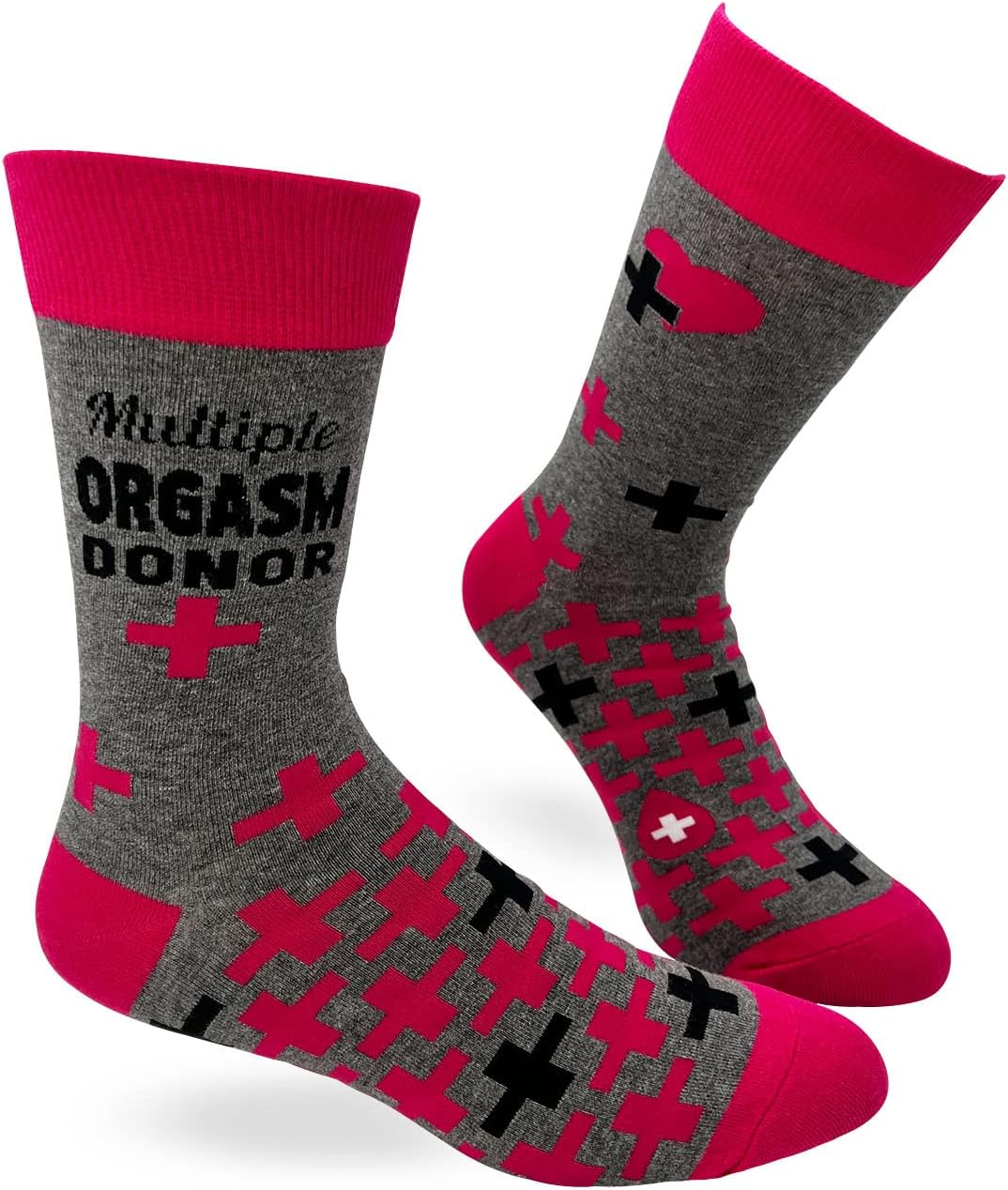 Fabdaz Multiple Orgasm Donor Funny Naughty Men's Novelty Crew Socks - 1 Pair, Fits Shoe Size 7-13