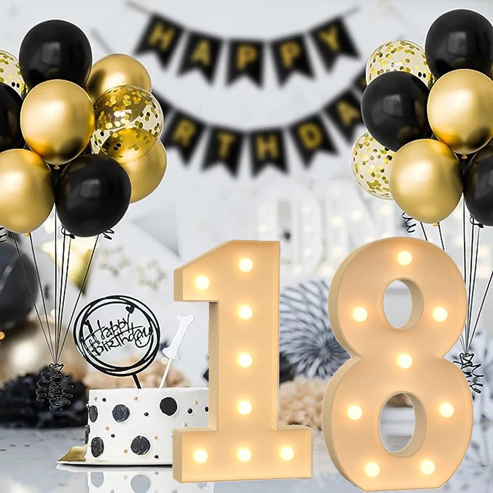 Lettere LED con lettere dell'alfabeto e insegne luminose for 18, cornice for palloncini numero 18, decorazioni LED con lettere dell'alfabeto e numeri, insegne luminose for la scuola, l'università, tav