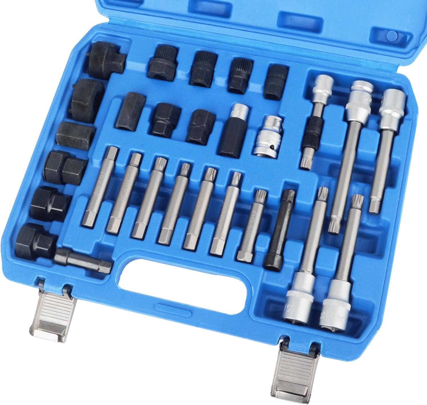 JOMAFA 30 Piezas Herramientas de Polea de Alternador 12.5 mm 1/2" Puntas para Alternador Llave Adaptador Para alternadores de Vehículos. Juego De Llaves y Puntas Para Alternador XZN TORX ALLEN