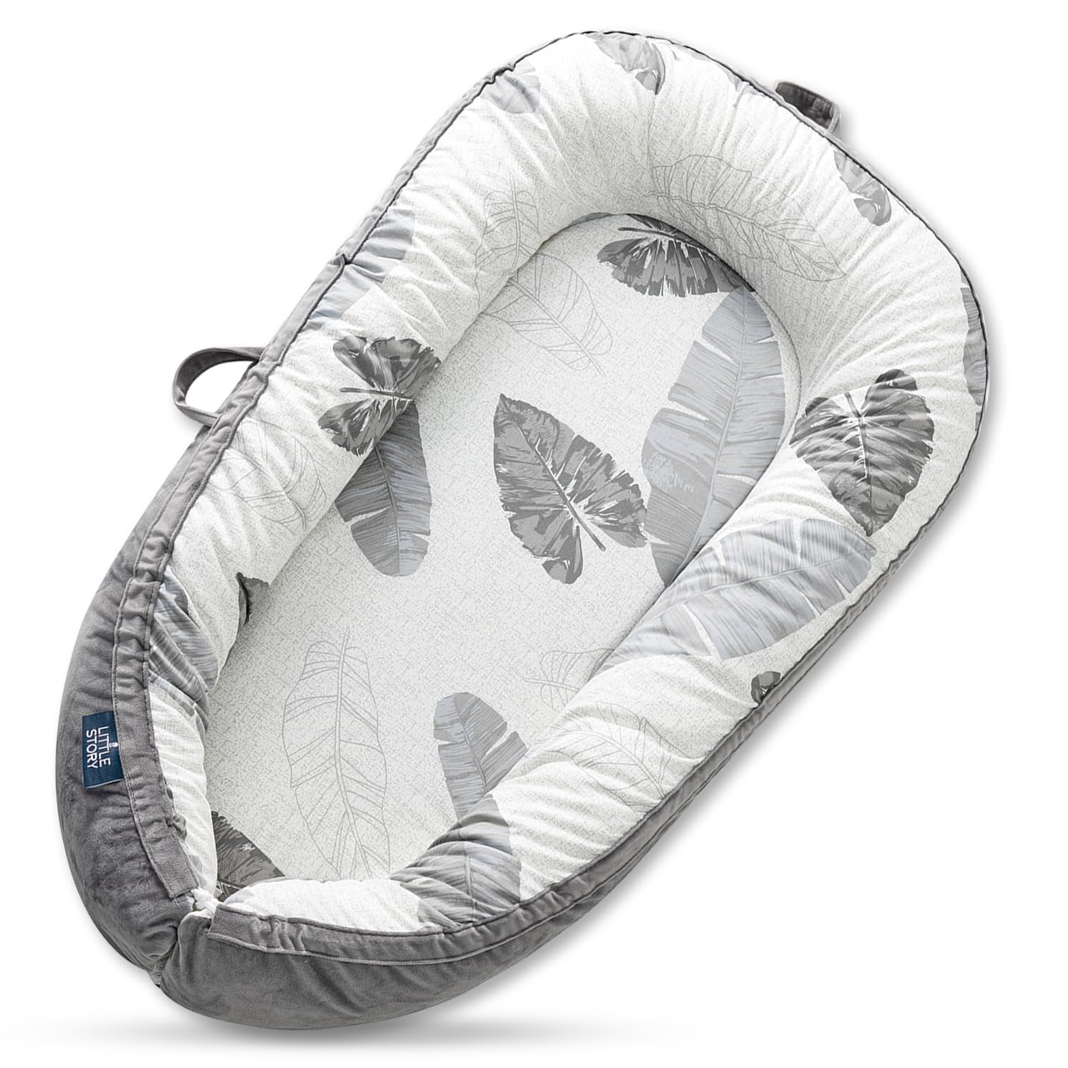 Soft Breathable Fiberfill Newborn Lounger Bed - Feather Grey