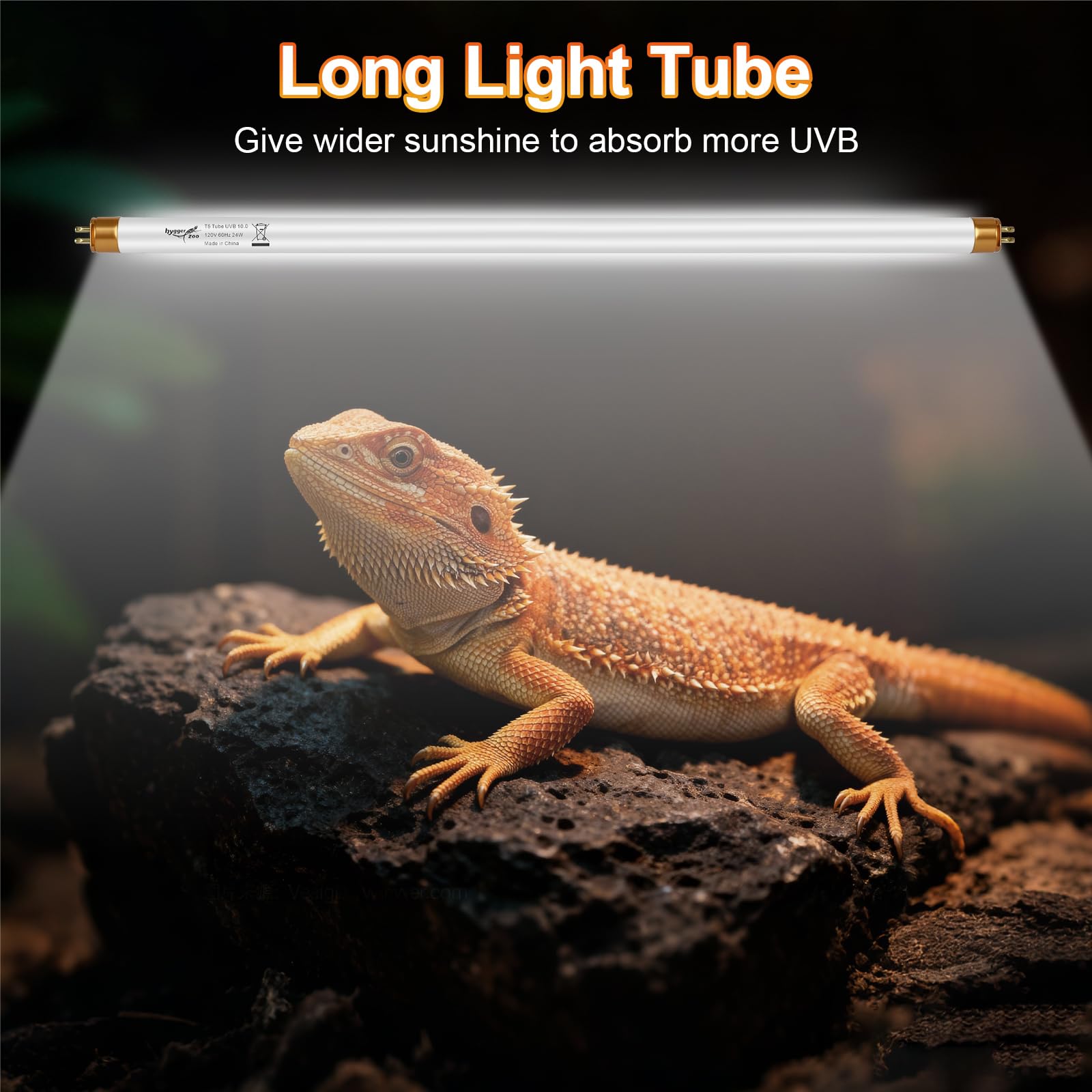 T5 UVB Reptile Light HO UVB Lighting Bulb 2 Pack, 10.0 24W UVB Light for Reptiles UVA UVB Desert Lamp Reptile Light Bar for Bearded Dragon Turtle Tank - image 4