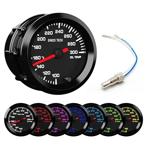 Kit de medidor de 7 colores 2 "2.047 in puntero de retroiluminación para automóvil medidor de coche con sensor (temperatura de aceite F)