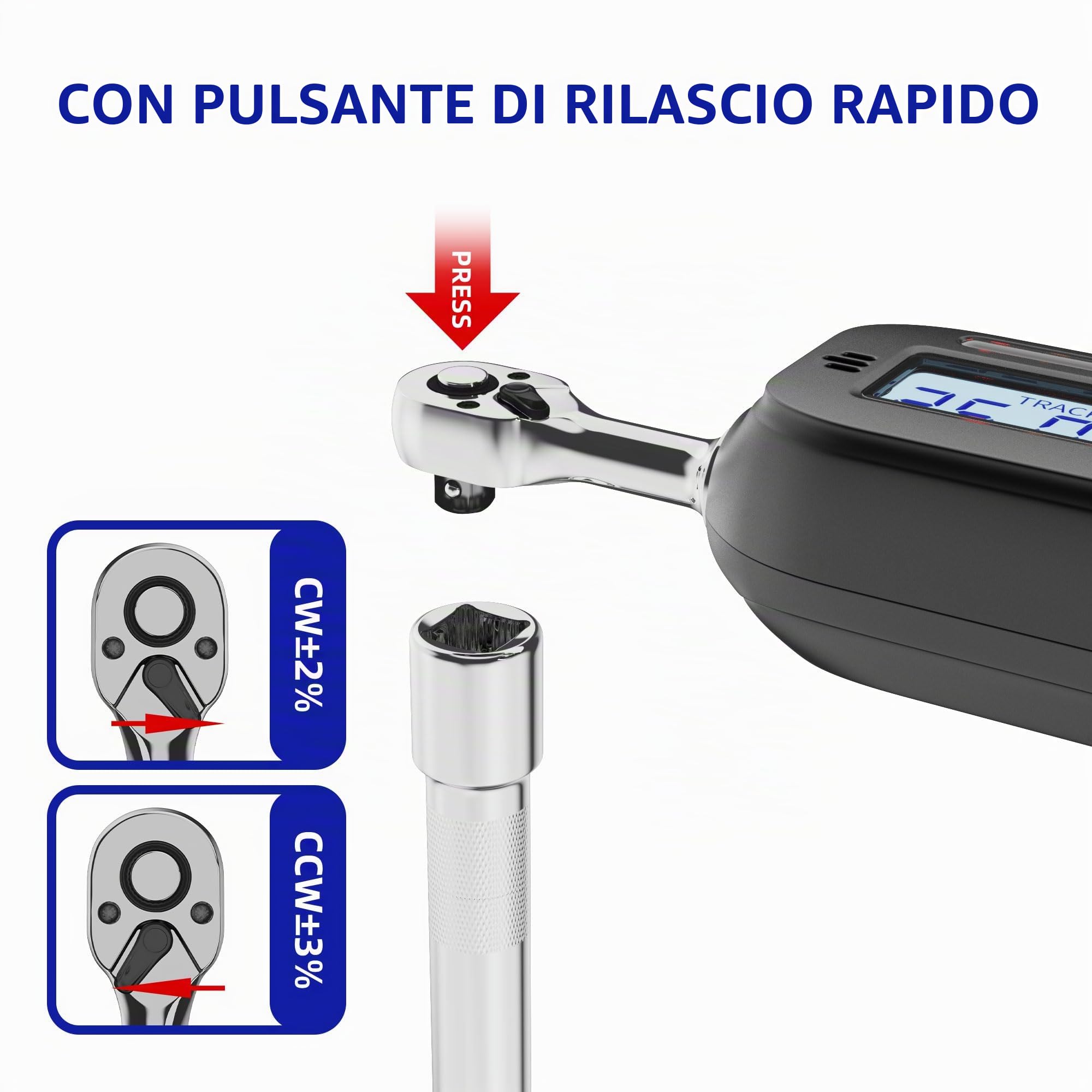 Chiave Dinamometrica Digitale 1/4'', 1.5-30Nm Chiave Dinamometrica Bici, Alta Precisione ± 2% con Memoria Preimpostata Buzzer E Indicatore LED per Bicicletta e Moto