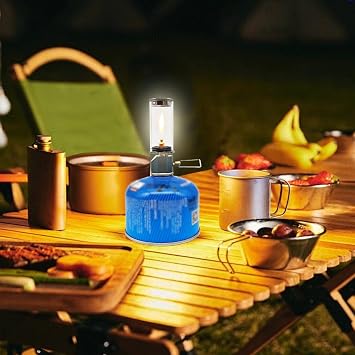 Gas Lantern, Dreamlike Candle Lamp Gas Lantern with Heat-Resistant Glass, Lamp with Adjustable Valve, Light for Camping and Hiking, Sports