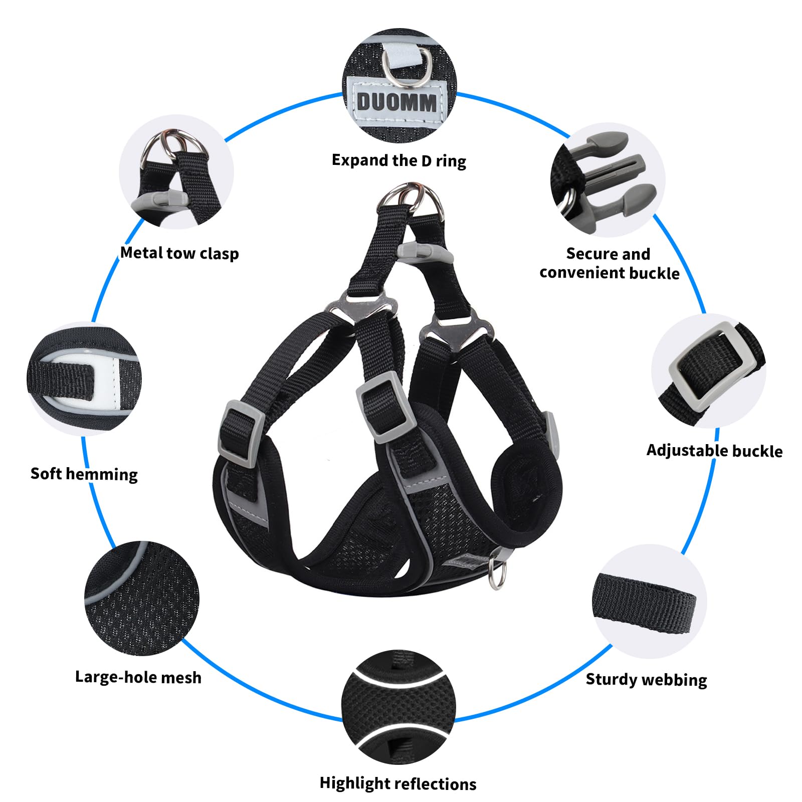 Anti-Pull Dog Harness, Adjustable Small Dog Harness, Reflective Dog Harnesses with Leash, Light and Breathable - Image 2