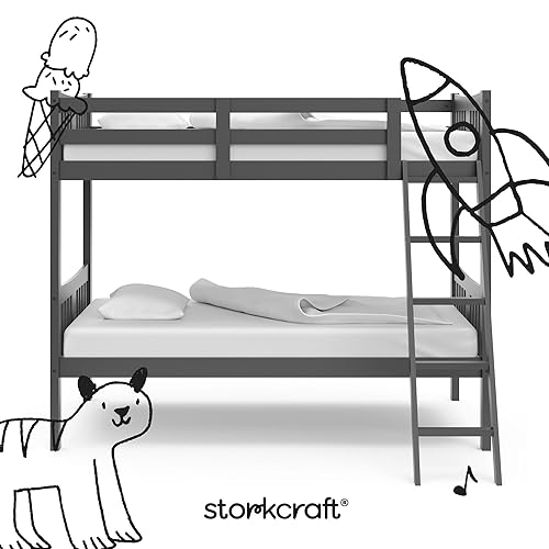 Miniatura 5 de Storkcraft Caribou Bunk Bed Twin Over Twin Bunk Bed (Gray) - GREENGUARD Gold Certified, Twin Bunk Beds for Kids, Converts to 2 Individual Twin Beds,